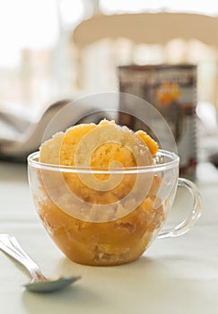 Pudding chomeur in glass cup