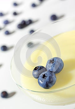 Pudding in glass with blueberry