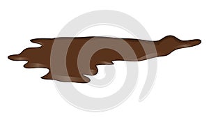 Puddle of chocolate, mud spill clipart. Brown stain, plash, drop photo