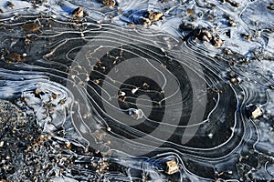 A puddle freezes in a circular pattern.