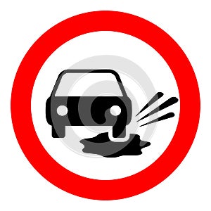 Puddles on the road warning vector sign