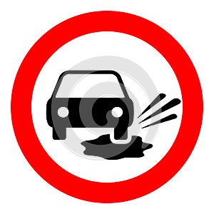 Puddles on the road warning vector sign photo