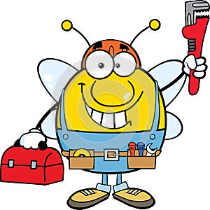 Pudgy Bee Plumber With Wrench And Tool Box