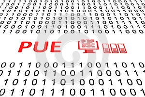 PUE concept binary code 3d