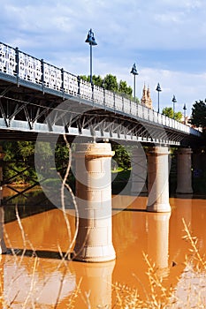 Puente de Hierro over Ebro river in Logrono, Spain photo