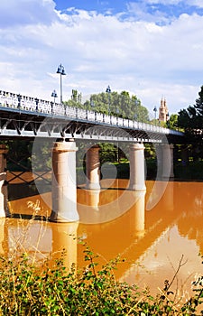 Puente de Hierro over Ebro in sunny day. Logrono photo