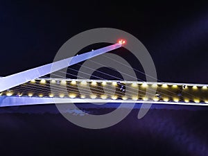 Puente de la Mujer at night and overhead view photo