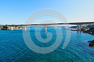 Puente de los Santos 612 meters long on the Ribadeo river built in 1987 to communicate Asturias and Galicia.