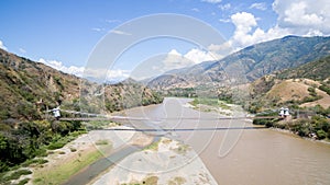 Puente de Occidente bridge over Cauca river in Colombia