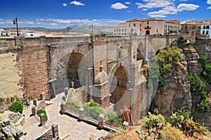 The Puente Nuevo spanning the El Tago Gorge above the River Guadalevin, Ronda, Andalucia, Spain