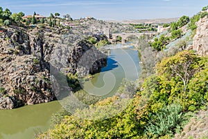 Puente San Martin bridge over river Tajo in Toledo, Spa