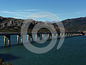 Puente sobre el embalse de RiaÃÂ±o en LeÃÂ³n, EspaÃÂ±a photo