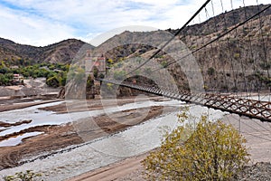 Puente Sucre or Puente Mendes, an old suspension bridge built in 1890 spanning the Rio Pilcomayo in the Chuquisaca Department of