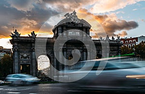 Puerta de Alcala, Gate or Citadel Gate is a Neo-classical monument in the Plaza de la Independencia in Madrid, Spain photo