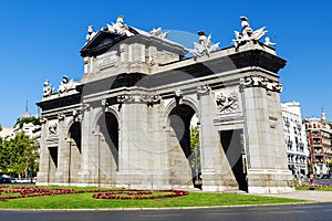 The Puerta de Alcala is a monument in the Plaza de la Independencia (Independence Square) in Madrid, Spain photo