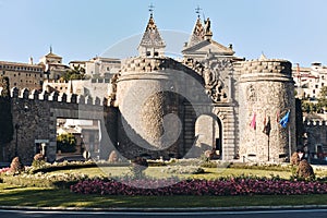 The Puerta de Bisagra, is a city gate of Toledo, Spain. Castile and Leon. photo