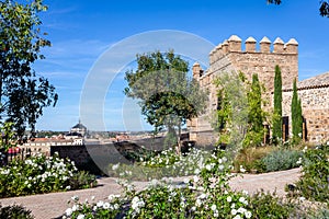 Puerta del Sol (The Hospitaller Knights gate), stone city gate of Toledo, Spain photo