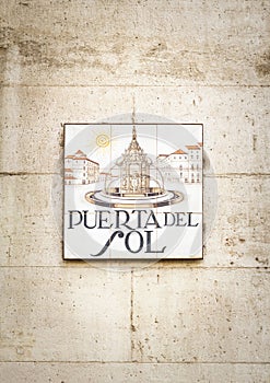 Puerta del Sol sign in Madrid, Spain photo