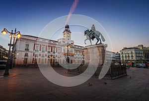 Puerta del Sol Square at sunrise - Madrid, Spain photo