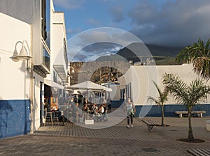 Puerto de las Nieves, Agaete, Gran Canaria, Canary Islands, Spain December 17, 2020: Main street promenade of fishing