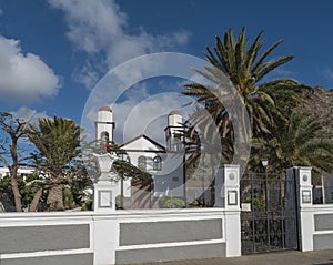 Puerto de las Nieves, Agaete, Gran Canaria, Canary Islands, Spain December 17, 2020: View of old church La Ermita de las