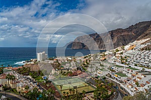 Puerto de Santiago, town view with buildings, Tenerife, Canary island