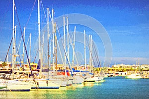 Puerto deportivo Marina Salinas. Yachts and boats in Marina of T photo