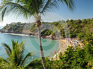 Puerto Escondido, Oaxaca, Mexico, South America: [Playa Carrizalillo, crowdwed natural beach, tourist destination]