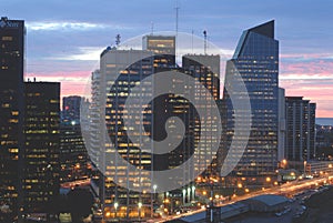 Puerto Madero city at night with skyscrapers offices in the city of Buenos Aires Argentina