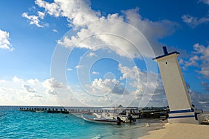 Puerto Morelos bent lighthouse beach in Mexico