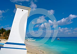 Puerto Morelos bent lighthouse beach in Mexico