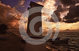 Puerto Morelos sunset lighthouse Riviera Maya