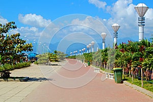 Puerto Princesa city baywalk park pathway in Palawan, Philippines