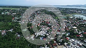 Puerto Princesa Cityscape in Palawan, Philippines. Jungl, Airport and Architecture in Background