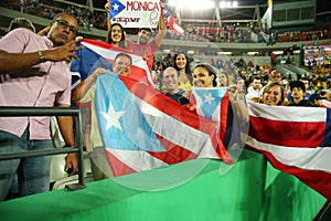 Puerto Rican fans support olympic champion Monica Puig of Puerto Rico during tennis women's singles final of the Rio 2016