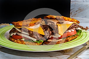 Puerto Rican Steak Jibarito Sandwich