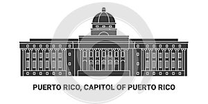 Puerto Rico, Capitol Of Puerto Rico, travel landmark vector illustration