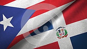 Puerto Rico and Dominican Republic two flags textile cloth, fabric texture