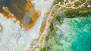 Aerial view of Puerto Rico. Faro Los Morrillos de Cabo Rojo. Playa Sucia beach and Salt lakes in Punta Jaguey. photo