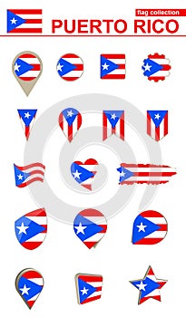 Puerto Rico Flag Collection. Big set for design