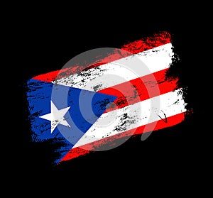 Puerto rico flag grunge brush background. Old Brush flag vector illustration. abstract concept of national background