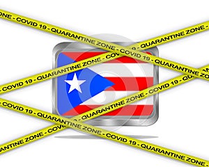 Puerto rico flag illustration. Coronavirus danger area, quarantined country