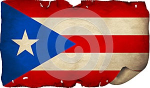 Puerto Rico Flag On Old Paper