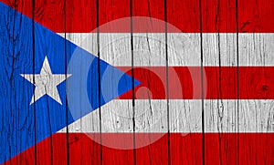 Puerto Rico Flag Over Wood Planks