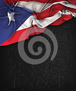 Puerto Rico Flag Vintage on a Grunge Black Chalkboard