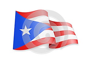 Puerto Rico flag in the wind. Flag on white vector illustration