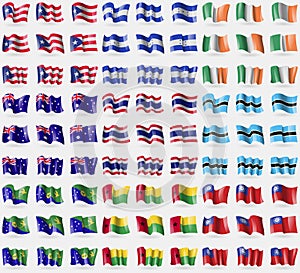 Puerto Rico, Honduras, Ireland, Australia, Thailand, Botswana, Christmas Island, GuineaBissau, MyanmarBurma. Big set of 81 flags.