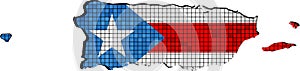 Puerto Rico map with flag inside
