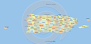 Puerto Rico Municipality Map with 78 municipalities