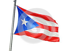 Puerto Rico national flag waving isolated on white background realistic 3d illustration